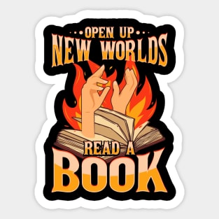 Open up new worlds read a book Sticker